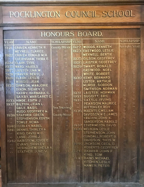 Pocklington Council School Honours Board